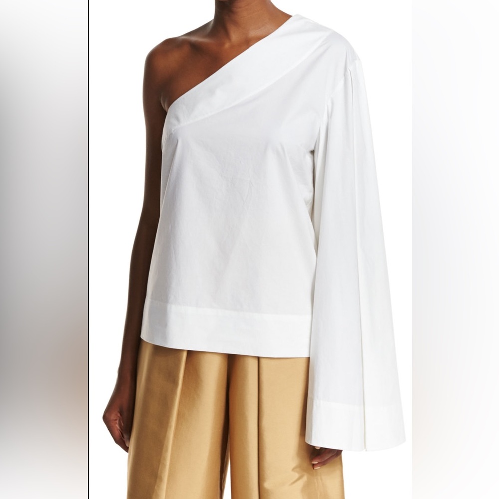 Solace London
Freja One-Shoulder Boxy Poplin Top, White